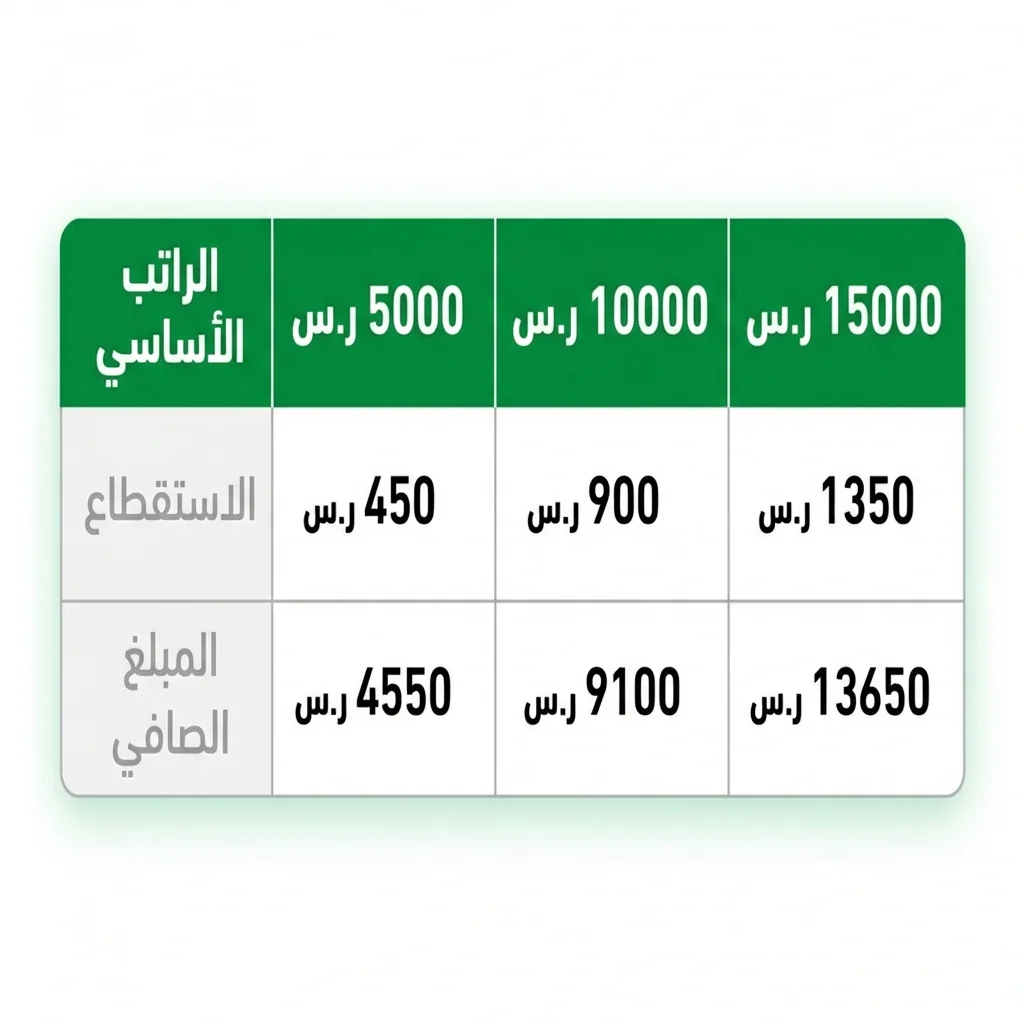 جدول أمثلة الرواتب